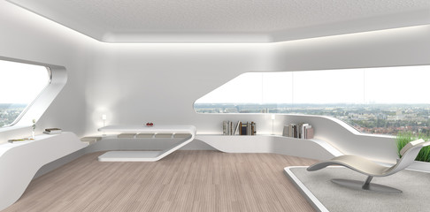 Wohnzimmer in modernem futuristischem Interior Design