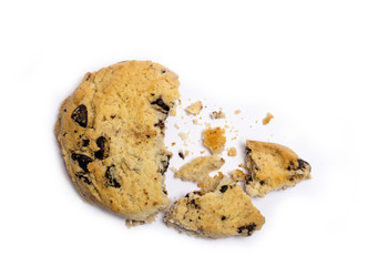 chocolate chip cookies on a white background from above