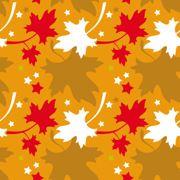 Autumn seamless pattern with colorful maple leaf fall. Vector clip art.