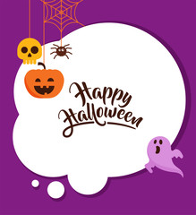 Halloween greeting cards, posters, banner with ghost and text