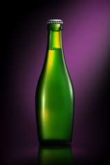 Bottle of beer or cider isolated on violet background