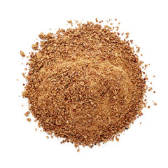 Organic powder of Indian Jujube (Ziziphus mauritiana). Isolated on white background. Top view.