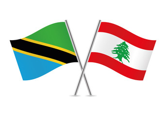 Tanzania and Lebanon flags. Vector illustration.