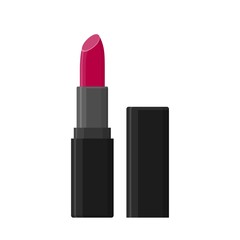 Fototapeta premium Makeup beauty vector lipstick tube isolated on white background. Accessory lipstick glossy fashion and cosmetic care in flat style.