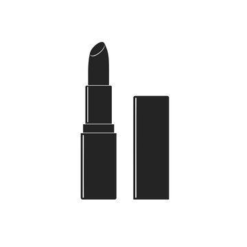 Makeup beauty vector lipstick tube icon isolated on white background. Accessory lipstick icon glossy fashion and cosmetic care in flat style.