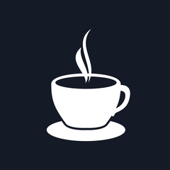 Cup of Tea, a Cup of Coffee Isolated on Black Background, Vector Illustration