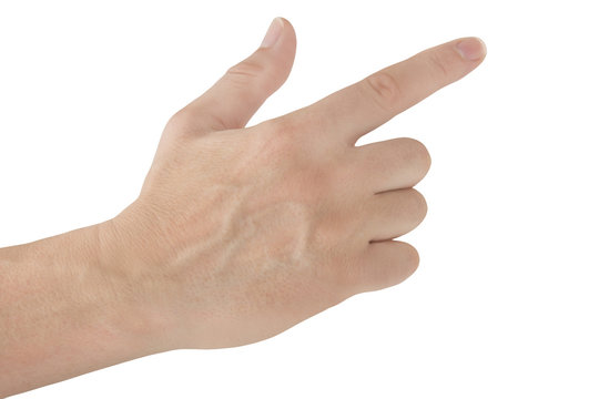 Hand and white backfround