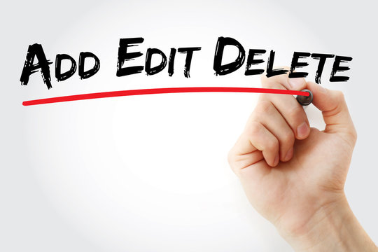 Hand writing Add, Edit and Delete with marker, concept background