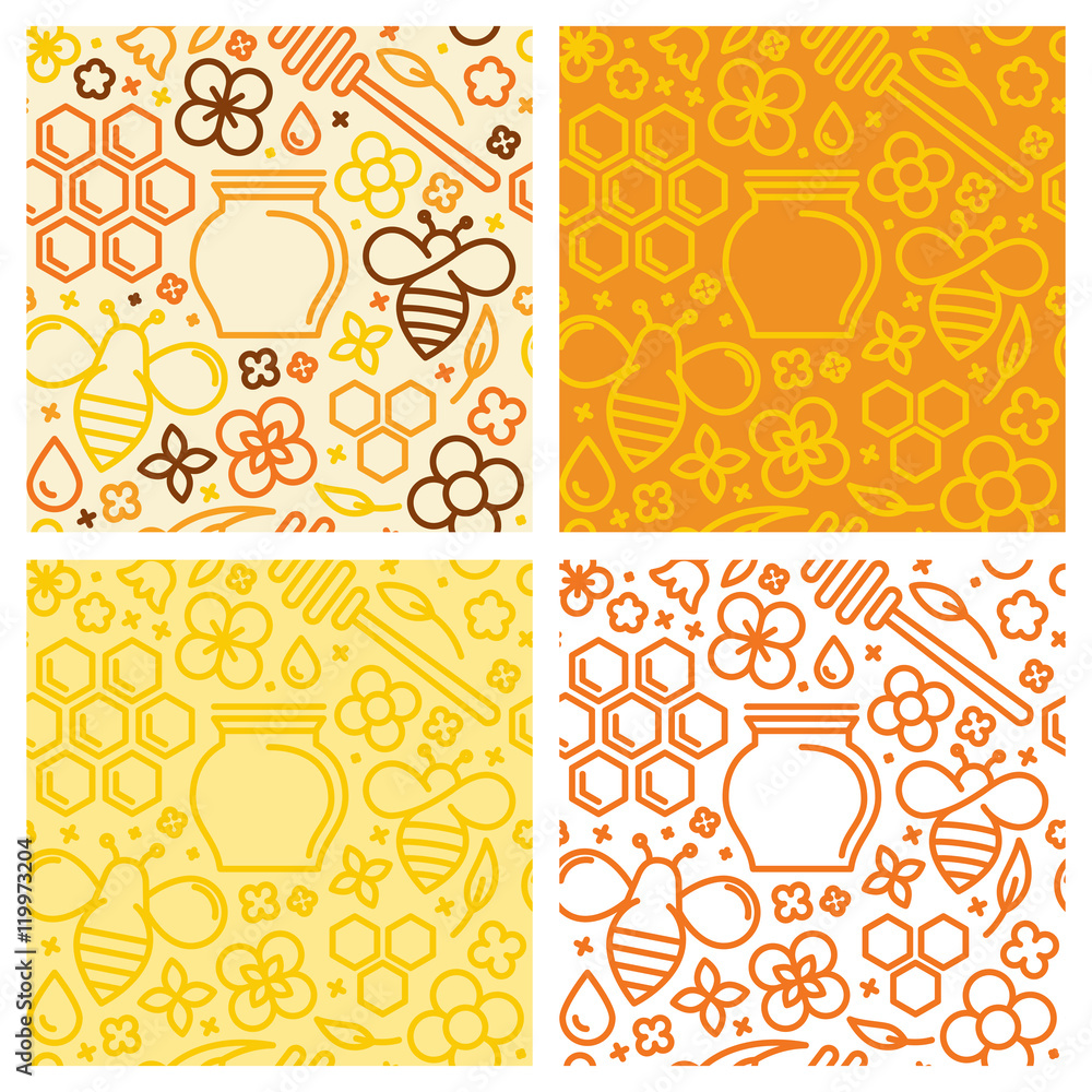 Poster Vector set of seamless patterns and packaging design
