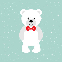 cartoon winter bear with tie