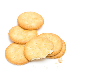 Crackers stacked isolated over white background