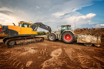 Obraz premium baufahrzeuge auf der baustelle