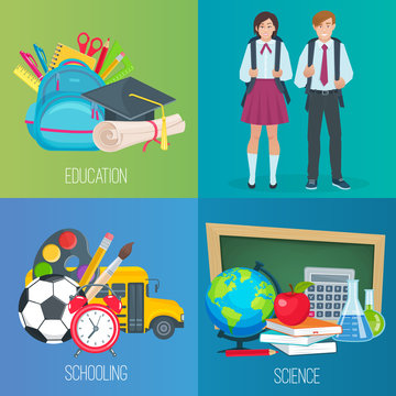 Set of vector banners back to school.