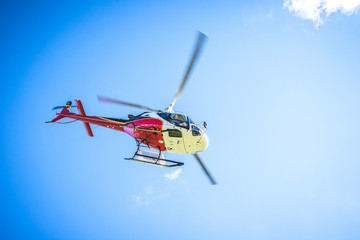 Fototapeta na wymiar holidays in mountain - transport helicopter