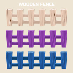 cartoon colorful wooden fence, set in vector