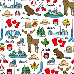 Vector seamless pattern on the theme of Canada