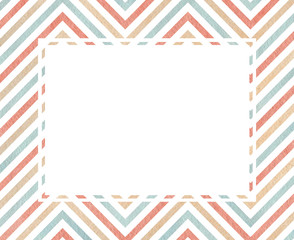 Blue, pink and beige stpiped chevron watercolor frame.