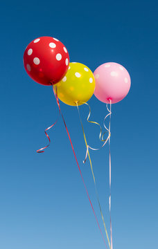 Flying balloons with polka dot