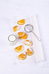 Homemade buns stuffed with cottage cheese