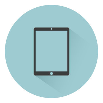 Tablet computer icon flat style with shadow on background, vector illustration