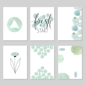 Set of artistic universal cards.  Wedding, birthday, party, Valentine's day, universally. Design for card, invitation, placard, poster, brochure, flyer. Vector. 