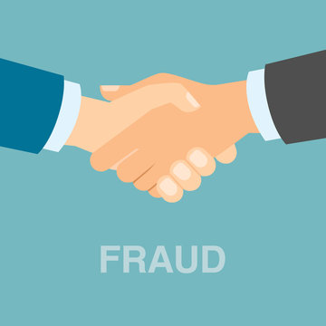 Bad fraud handshake. Two businessman hands shaking. Concept of concealed fraud and dishonesty.
