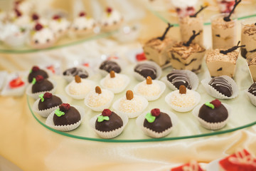 Buffet with a variety of delicious sweets, food ideas, celebration