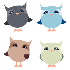 Vector Clipart Set cartoon owls. Lovely pets.