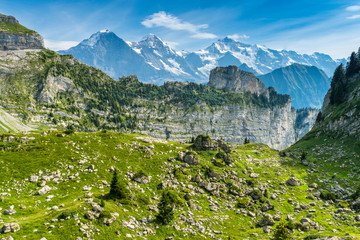 Blick auf Eiger, Mönch und Jungfrau von der Schynige Platte