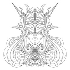 unusual Valkyrie with a cross on the helmet