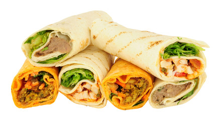 Group Of Filled Tortilla Wraps