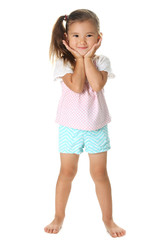 Little girl on a white background