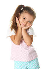 Little girl on a white background