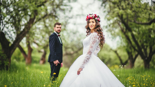 Wedding walk on nature