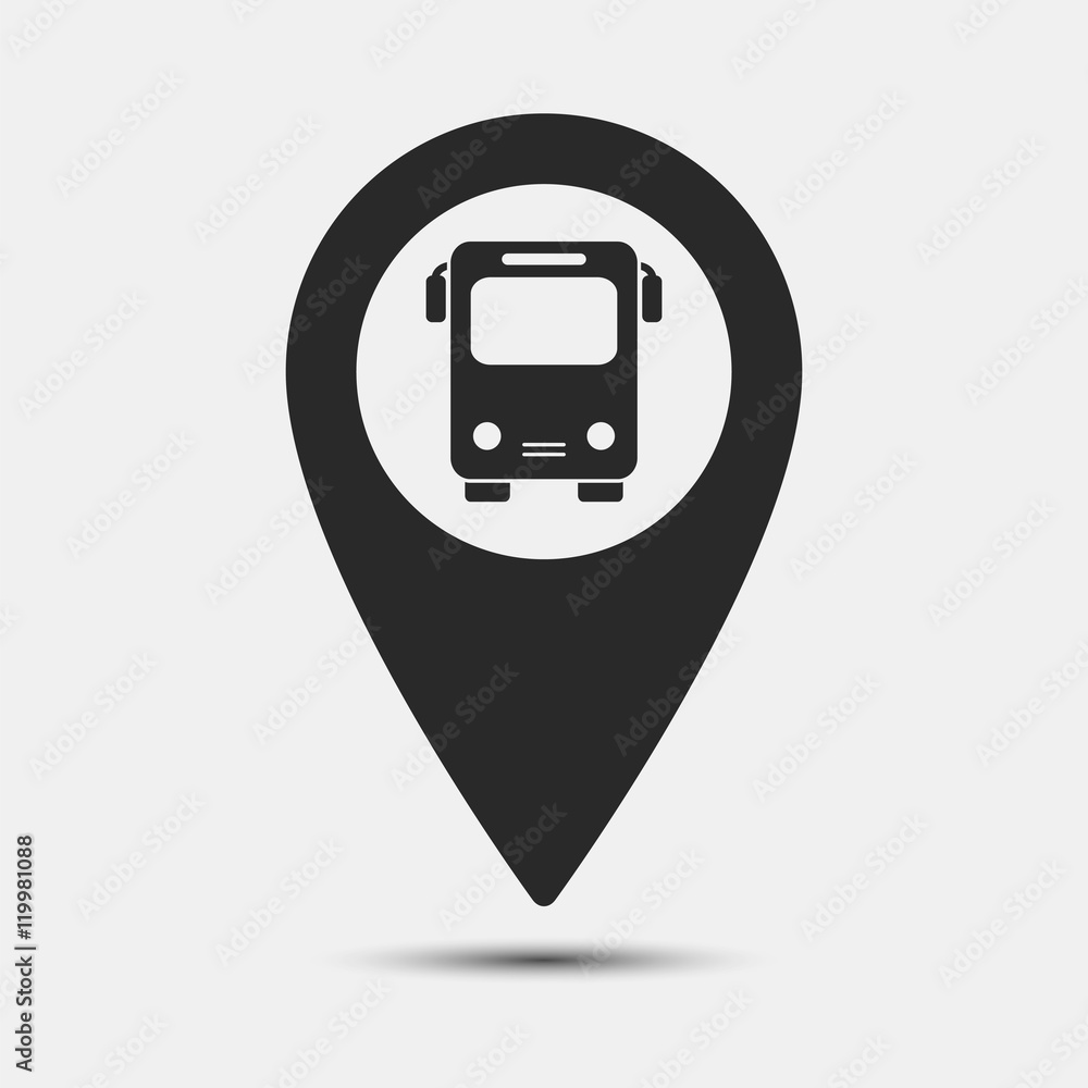 Poster simple map pointer with symbol bus station. for location maps. mark icon. sign for navigation. index