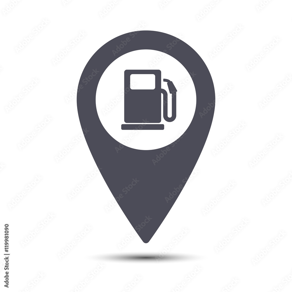 Poster simple map pointer with symbol gas station. for location maps. sign for navigation. vector isolated 
