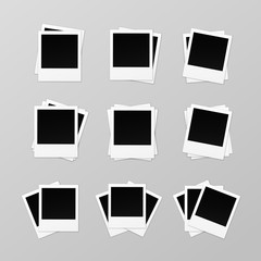 Vector Set of Blank Retro Photo Frames Isolated on Background