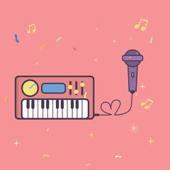 microphone and keyboard piano music instrument