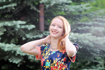 Redhead girl with glasses