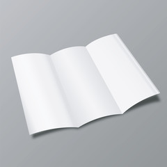 Blank white tri-fold brochure design isolated on grey