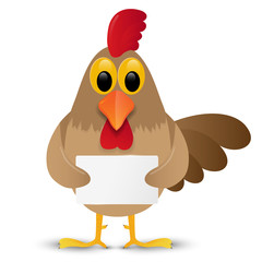 Rooster isolated on white background with place for you text.
