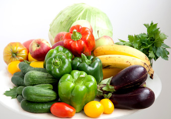 Harvest vegetables on a white background