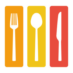 Spoon fork and knife cutlery vector icon isolated