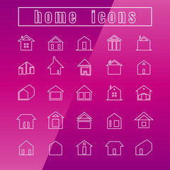 vector icons home design Thin Line white