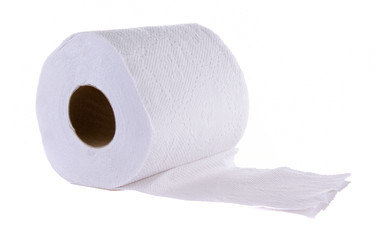 toilet paper on white background