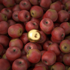 Golden apple standing out from the crowd