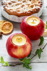 Candle in apple - beautiful table decoration