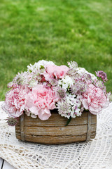 Floral arrangement with pink carnations