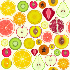 Fruit Slices Background Pattern. Vector