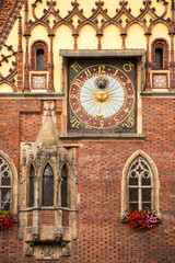 Obraz premium Astronomical clock on the Old Town Hall on Market Square in the Old Town of Wroclaw Poland.